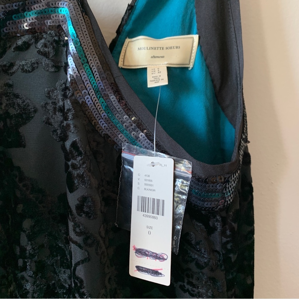 Anthropologie Dress Cocktail Sequined Dress‎ Little Black Dress NEW WITH TAGS - Picture 7 of 15